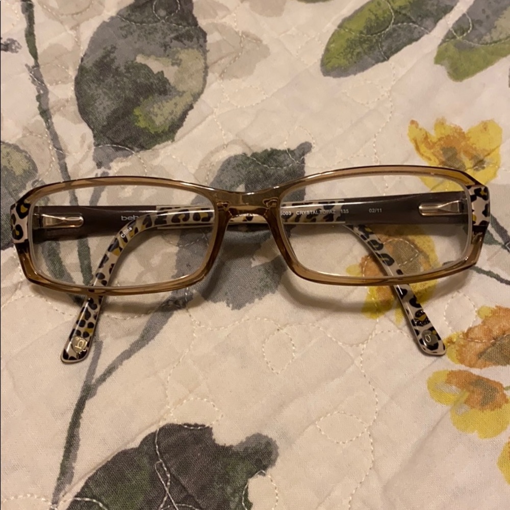 Bebe crystal topaz leopard print glasses frames